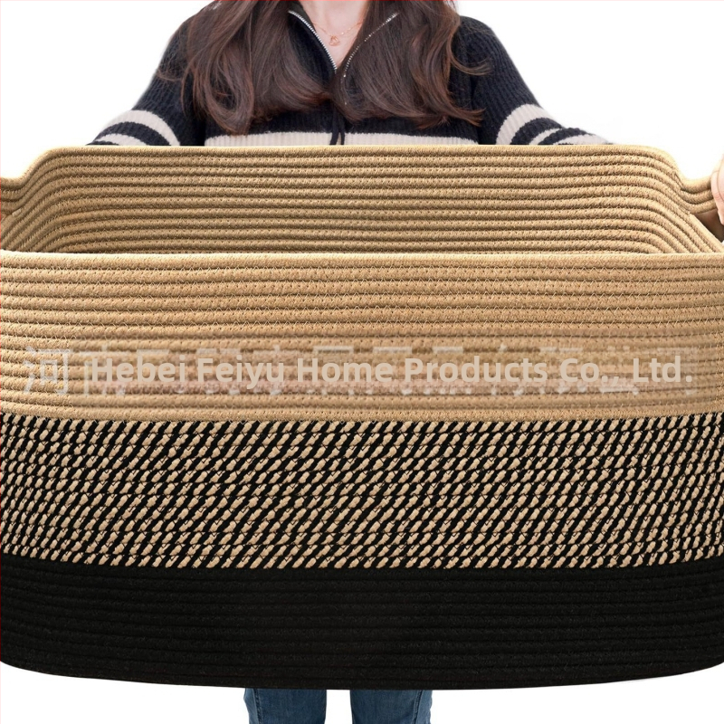 Šaltinių gamintojai palieka rankeną didelio dydžio medvilninės virvės laikymo krepšelio antklodės laikymo spalva atitinkanti sulankstoma medvilninės virvės laikymo krepšelis