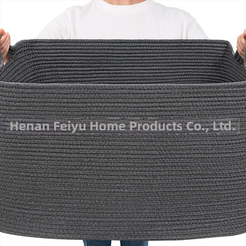 Šaltinių gamintojai palieka rankeną didelio dydžio medvilninės virvės laikymo krepšelio antklodės laikymo spalva atitinkanti sulankstoma medvilninės virvės laikymo krepšelis