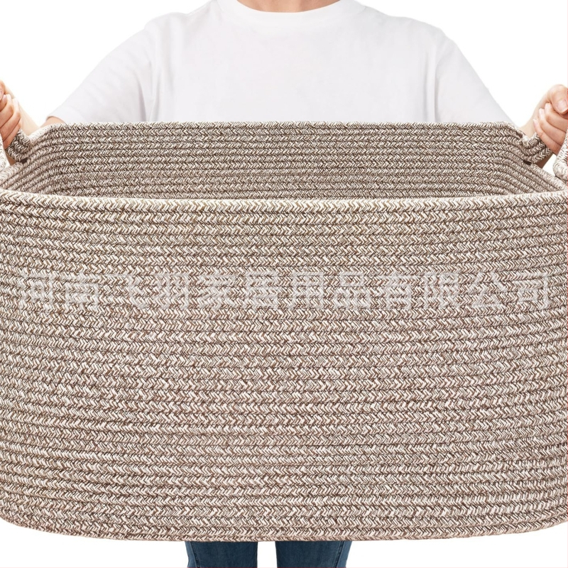 Šaltinių gamintojai palieka rankeną didelio dydžio medvilninės virvės laikymo krepšelio antklodės laikymo spalva atitinkanti sulankstoma medvilninės virvės laikymo krepšelis