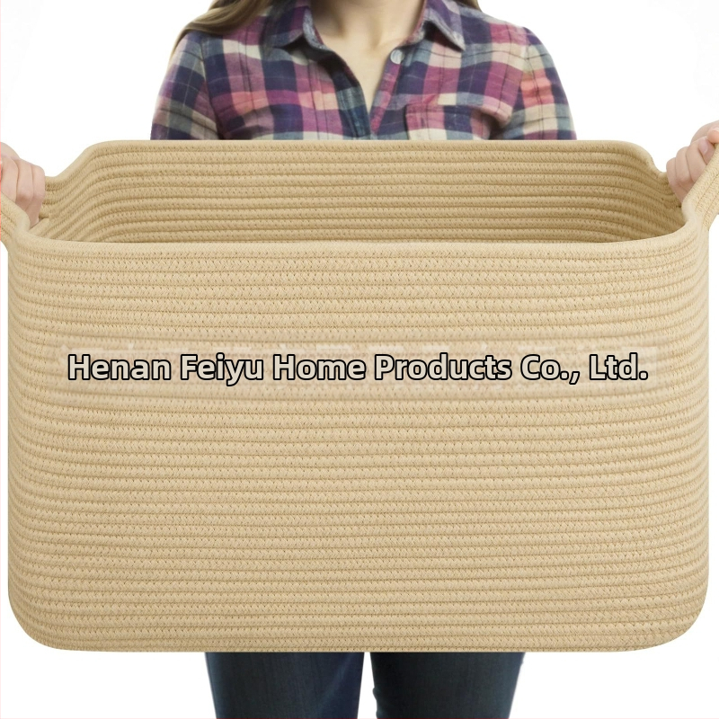 Šaltinių gamintojai palieka rankeną didelio dydžio medvilninės virvės laikymo krepšelio antklodės laikymo spalva atitinkanti sulankstoma medvilninės virvės laikymo krepšelis