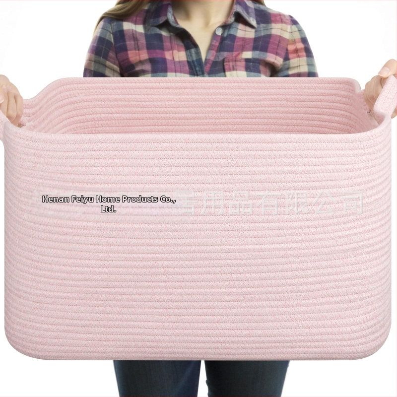 Šaltinių gamintojai palieka rankeną didelio dydžio medvilninės virvės laikymo krepšelio antklodės laikymo spalva atitinkanti sulankstoma medvilninės virvės laikymo krepšelis