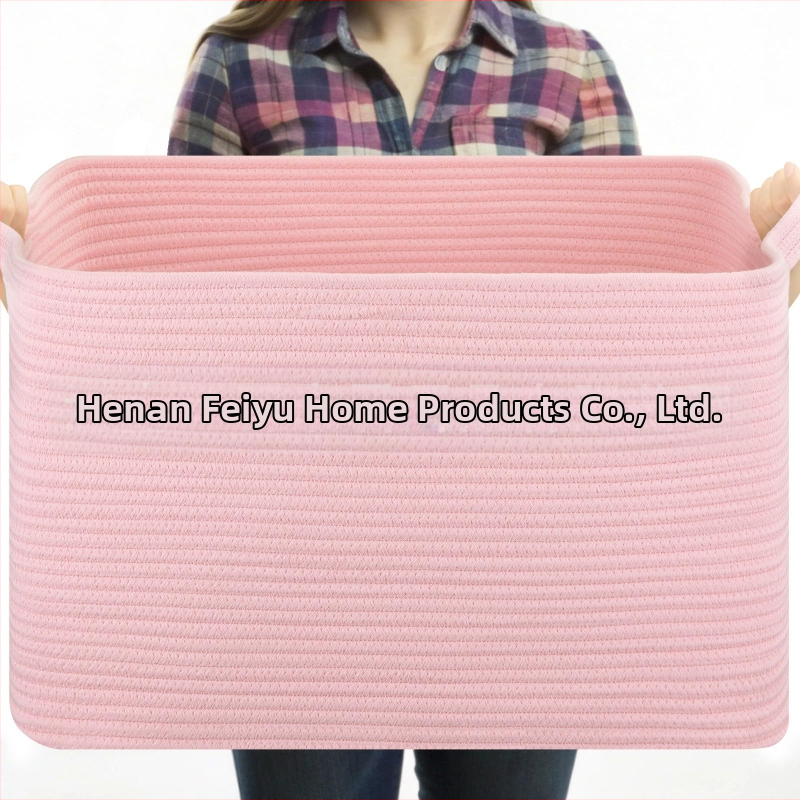 Šaltinių gamintojai palieka rankeną didelio dydžio medvilninės virvės laikymo krepšelio antklodės laikymo spalva atitinkanti sulankstoma medvilninės virvės laikymo krepšelis