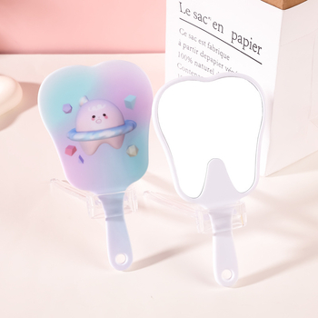 Fogtükör, Rajzfilm Szépségtükör, Hordozható Fogantyús Tükör, Aranyos Kézi Tükör, Nyomtatható Logó, Műanyag Asztali Kis Tükör