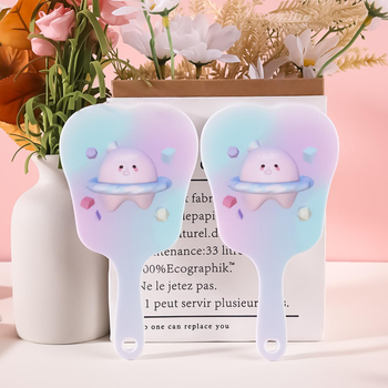 Fogtükör, Rajzfilm Szépségtükör, Hordozható Fogantyús Tükör, Aranyos Kézi Tükör, Nyomtatható Logó, Műanyag Asztali Kis Tükör