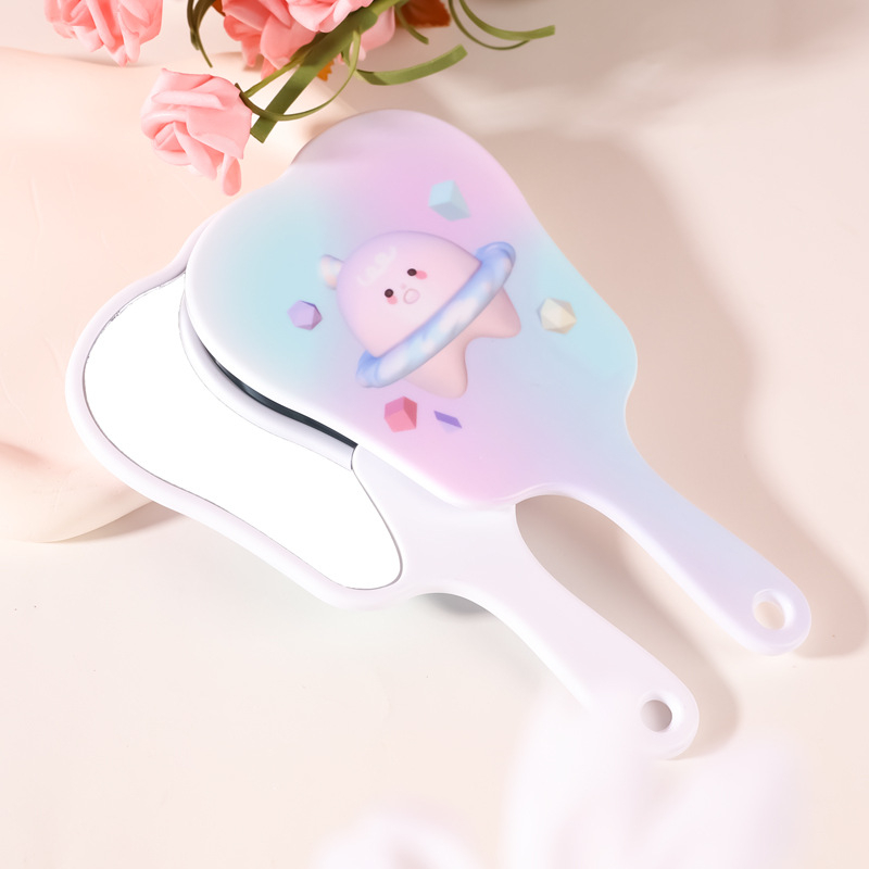 Fogtükör, Rajzfilm Szépségtükör, Hordozható Fogantyús Tükör, Aranyos Kézi Tükör, Nyomtatható Logó, Műanyag Asztali Kis Tükör