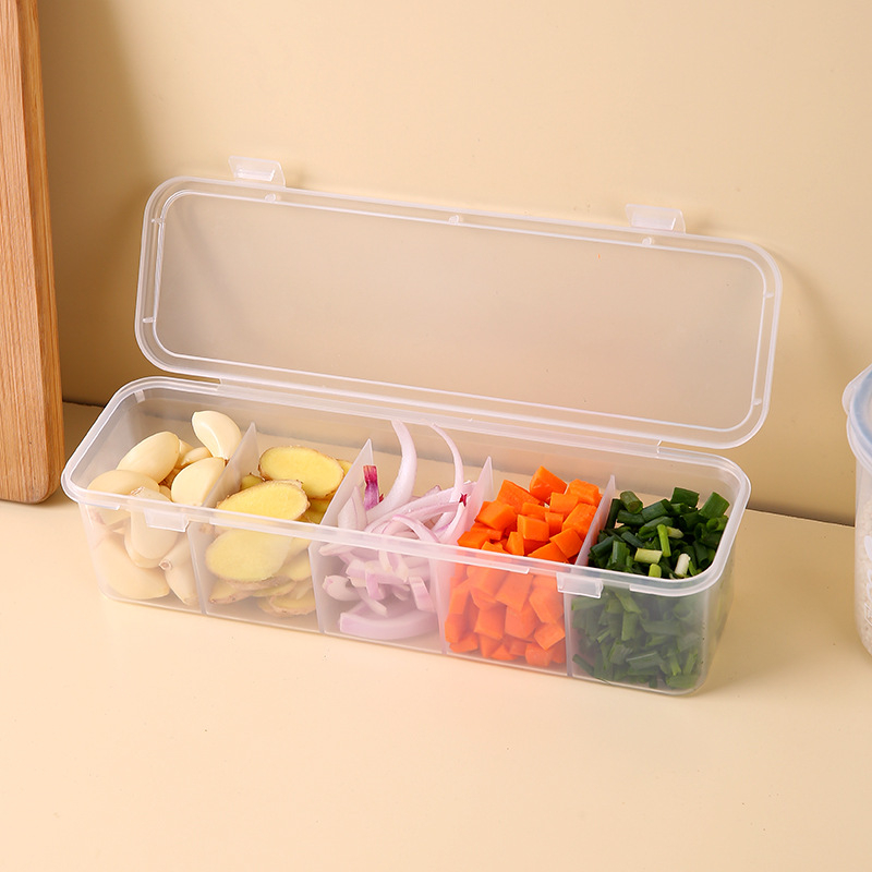 Prieskonių dėžutė Buitinė virtuvė Plastikinis druskos ir mononatrio glutamato indelis su dangteliu Prieskonių indelis su šaukštu Laikymo dėžutė Drėgmei atsparus