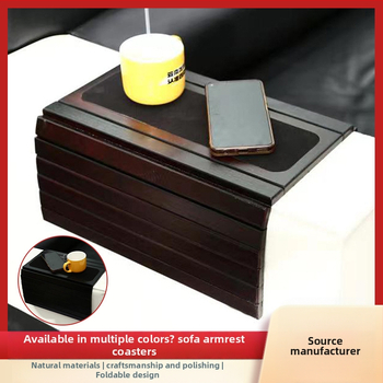 Bambusest elutoa diivani käetoega laud, kokkupandav diivanialus, puidust punase veini tass, tass-matt, suupistealus