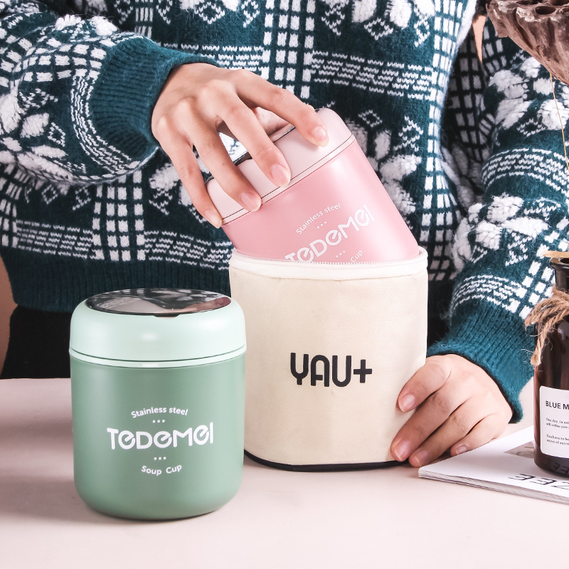 Piiriülene 304 roostevabast terasest hommikusöögitops majapidamises kasutatava mikrolaineahju suletud termostopsiga lauanõude lusikas kaanega tass hulgimüük