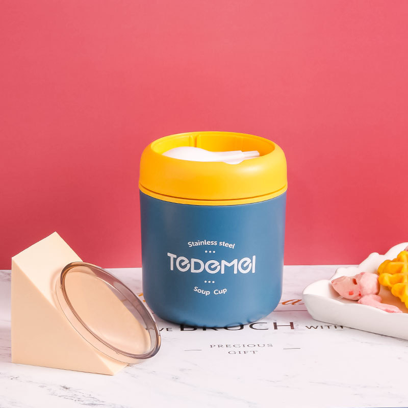 Piiriülene 304 roostevabast terasest hommikusöögitops majapidamises kasutatava mikrolaineahju suletud termostopsiga lauanõude lusikas kaanega tass hulgimüük