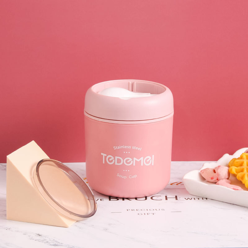 Piiriülene 304 roostevabast terasest hommikusöögitops majapidamises kasutatava mikrolaineahju suletud termostopsiga lauanõude lusikas kaanega tass hulgimüük