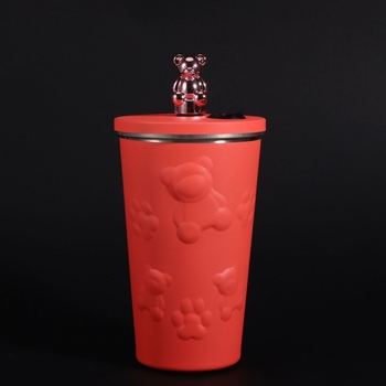 Νέο ηλεκτρολυτικό φλιτζάνι καφέ με σφραγισμένο καλαμάκι από ανοξείδωτο ατσάλι 304, φλιτζάνι κενού μεγάλης χωρητικότητας, φορητό αυτοκίνητο για ζευγάρια