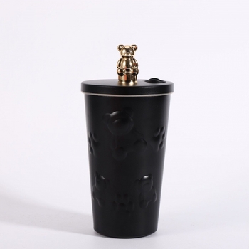 Νέο ηλεκτρολυτικό φλιτζάνι καφέ με σφραγισμένο καλαμάκι από ανοξείδωτο ατσάλι 304, φλιτζάνι κενού μεγάλης χωρητικότητας, φορητό αυτοκίνητο για ζευγάρια