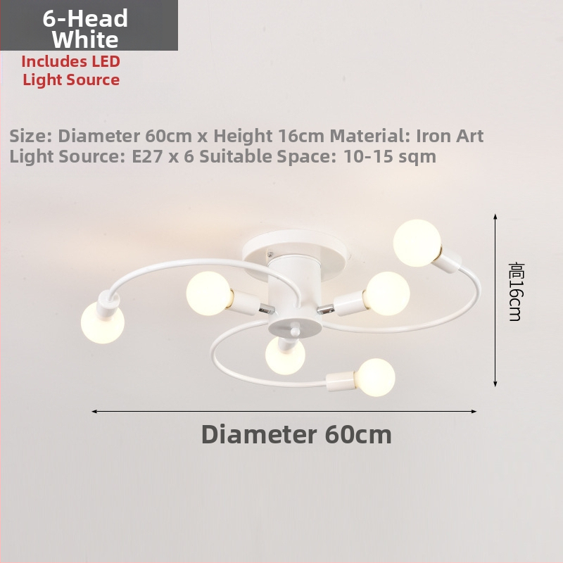 Piiriülene põhjamaine minimalistlik elutoa lamp söögitoa magamistuba personaliseeritud loominguline must kuldne LED-laelamp