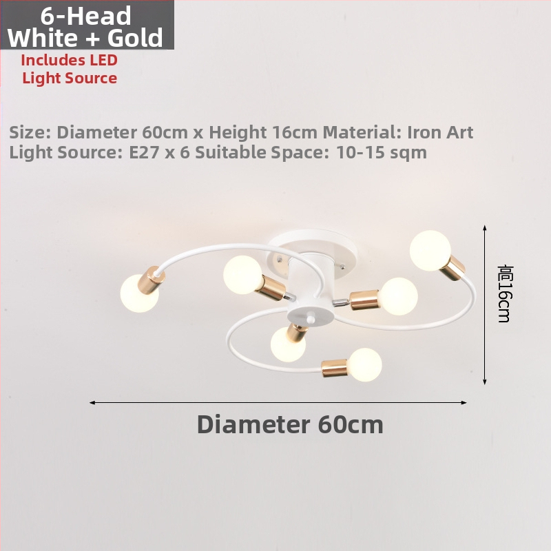 Piiriülene põhjamaine minimalistlik elutoa lamp söögitoa magamistuba personaliseeritud loominguline must kuldne LED-laelamp