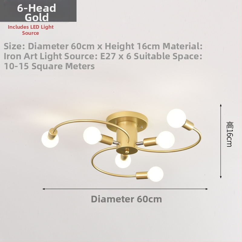 Piiriülene põhjamaine minimalistlik elutoa lamp söögitoa magamistuba personaliseeritud loominguline must kuldne LED-laelamp