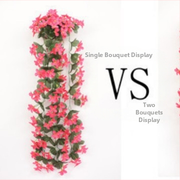 Esküvői lila fali dekoráció, utánzott virág rattan lakberendezés, hamis virágdekoráció, utánzott növény, hortenzia fali dekoráció, virág