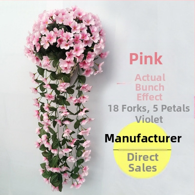 Esküvői lila fali dekoráció, utánzott virág rattan lakberendezés, hamis virágdekoráció, utánzott növény, hortenzia fali dekoráció, virág