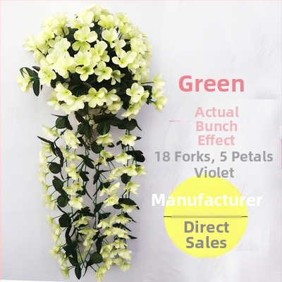 Esküvői lila fali dekoráció, utánzott virág rattan lakberendezés, hamis virágdekoráció, utánzott növény, hortenzia fali dekoráció, virág