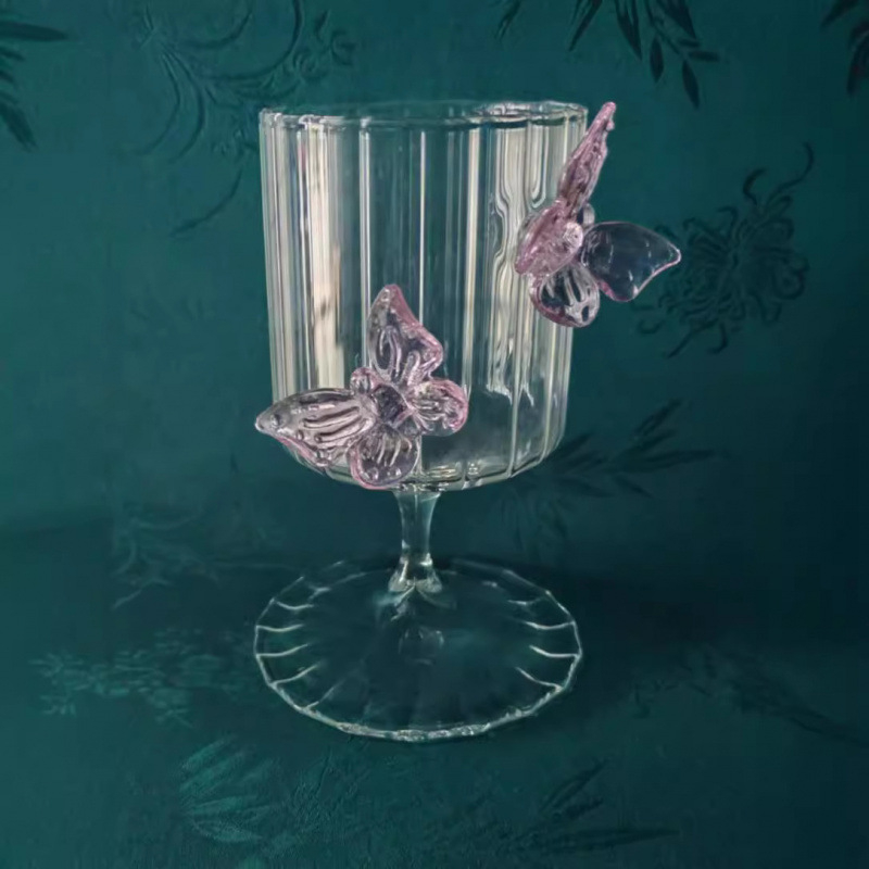 Naujas, aukštos kokybės borosilikatinio stiklo drugelio formos šiaudelio puodelis, kūrybingas, karščiui atsparus stiklas su dangteliu, su šiaudelio formos sultimis, pieno arbata, Bobo puodelis