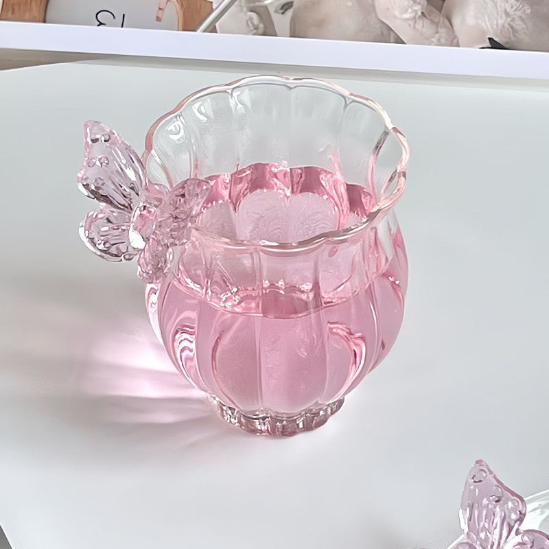 Naujas, aukštos kokybės borosilikatinio stiklo drugelio formos šiaudelio puodelis, kūrybingas, karščiui atsparus stiklas su dangteliu, su šiaudelio formos sultimis, pieno arbata, Bobo puodelis