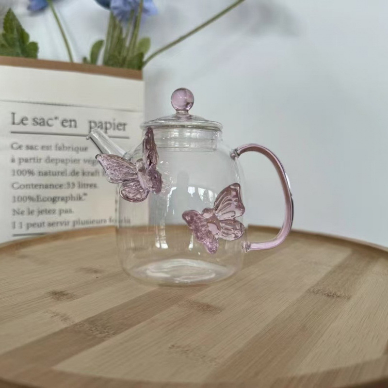 Naujas, aukštos kokybės borosilikatinio stiklo drugelio formos šiaudelio puodelis, kūrybingas, karščiui atsparus stiklas su dangteliu, su šiaudelio formos sultimis, pieno arbata, Bobo puodelis