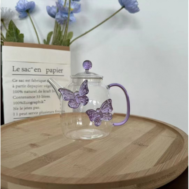 Naujas, aukštos kokybės borosilikatinio stiklo drugelio formos šiaudelio puodelis, kūrybingas, karščiui atsparus stiklas su dangteliu, su šiaudelio formos sultimis, pieno arbata, Bobo puodelis