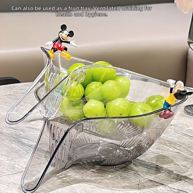 Многофункционална кошница за оттичане, кухненски оттичащ съд, кошница за зеленчуци Amoy, миене на леген за зеленчуци, цедка за ориз, кошница за съхранение на плодове и зеленчуци, миене на чиния с плодове