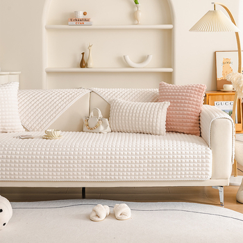 Трансгранична възглавница за диван, зимна удебелена плюшена топла неплъзгаща се възглавница, кожен калъф за диван, 2024, нов калъф за плат