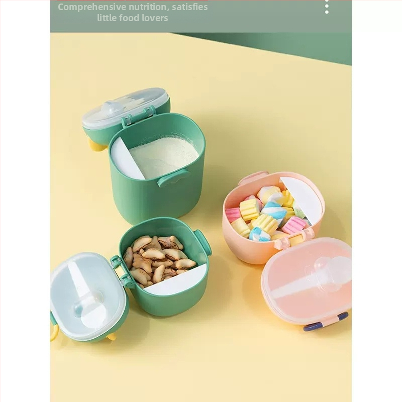 Lapte praf pentru bebeluși cutie portabilă, drăguț, capacitate mare, cutie de orez split, rezervor sigilat multifuncțional