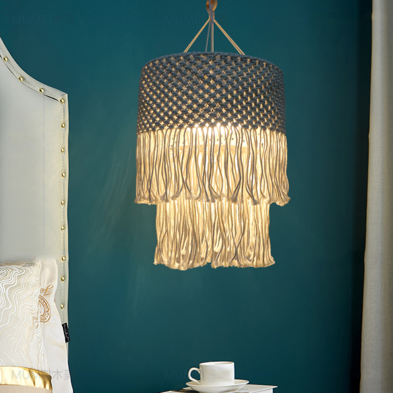 Νέος Βοημικός Φωτισμός Βαμβακερό Σχοινί Χειροποίητο Αμπαζούρ Αρχική Διαμονή Ξενοδοχείο Προσωπικότητα Δημιουργική Διακόσμηση Πολυελαίου