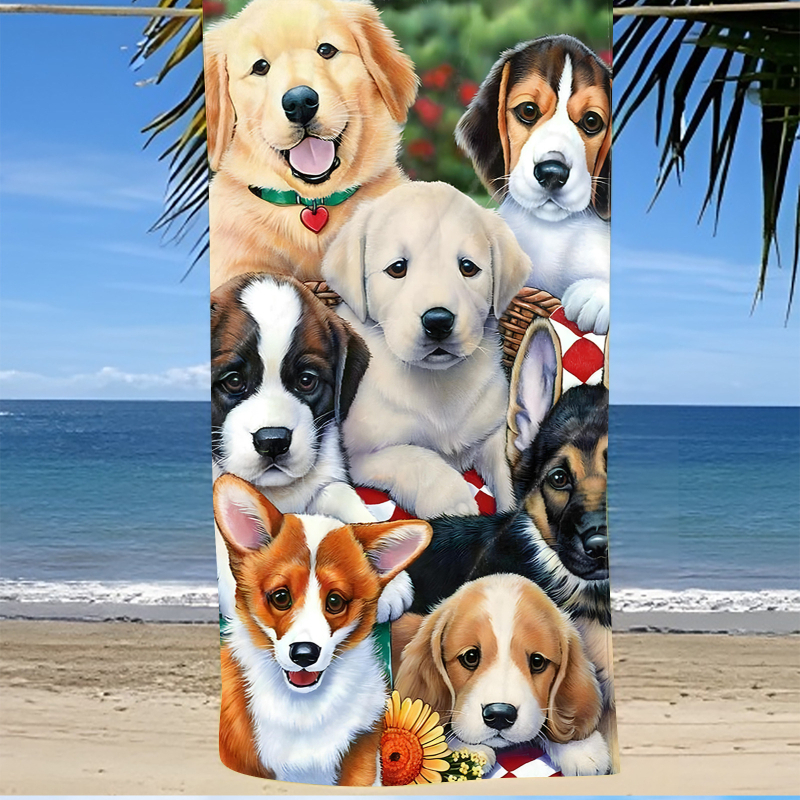 Specialus tarpvalstybinis mikropluošto kvadratinių paplūdimio rankšluosčių šunų serijos 3D skaitmeninis spausdinimas iš vieno gabalo