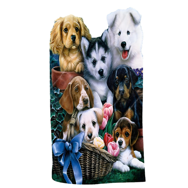 Specialus tarpvalstybinis mikropluošto kvadratinių paplūdimio rankšluosčių šunų serijos 3D skaitmeninis spausdinimas iš vieno gabalo