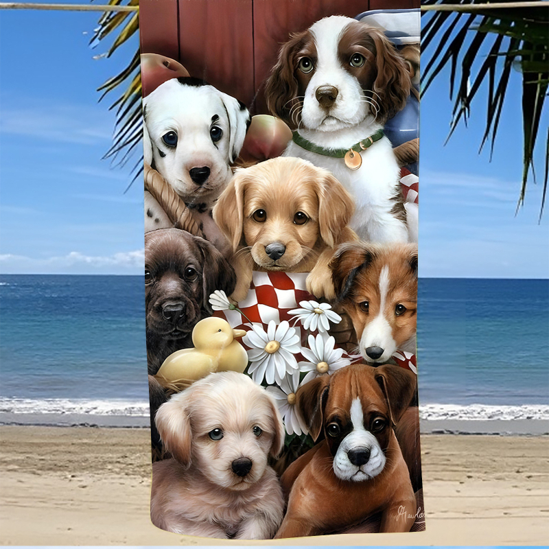 Specialus tarpvalstybinis mikropluošto kvadratinių paplūdimio rankšluosčių šunų serijos 3D skaitmeninis spausdinimas iš vieno gabalo