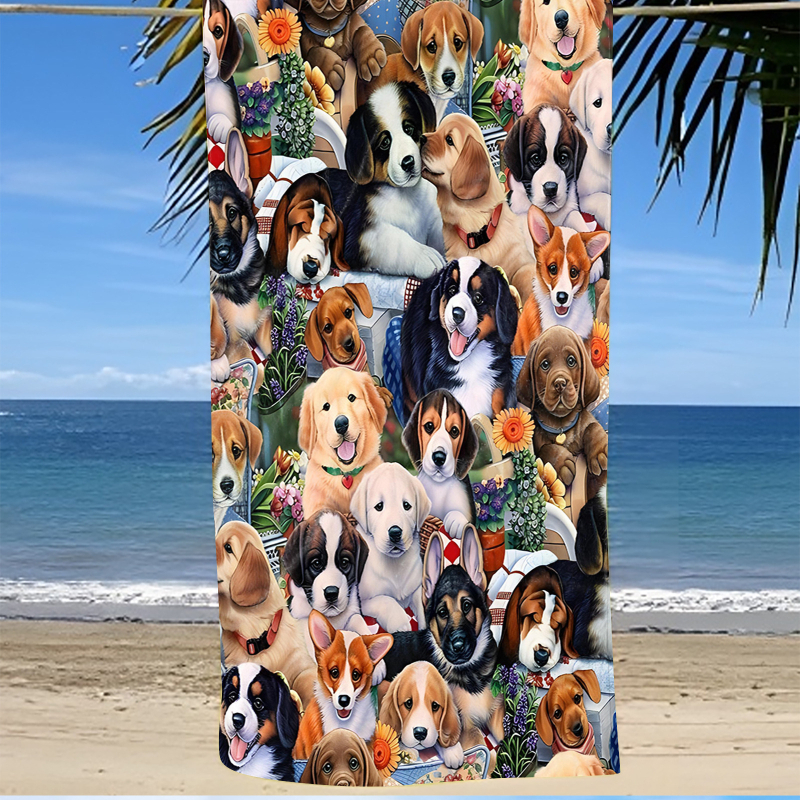 Specialus tarpvalstybinis mikropluošto kvadratinių paplūdimio rankšluosčių šunų serijos 3D skaitmeninis spausdinimas iš vieno gabalo