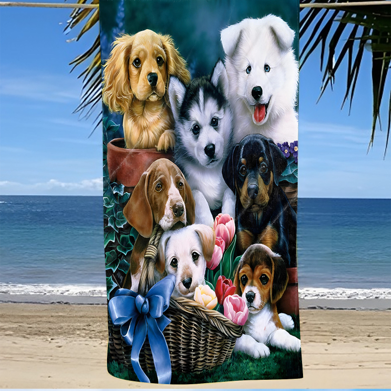 Specialus tarpvalstybinis mikropluošto kvadratinių paplūdimio rankšluosčių šunų serijos 3D skaitmeninis spausdinimas iš vieno gabalo