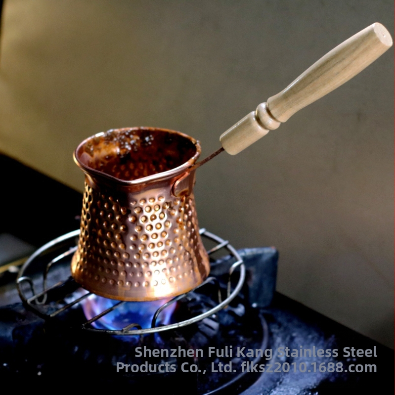 Piiriülene 350ml vasega kaetud Türgi kohvikann paksendatud kaalutud puidust käepidemega, põletusvastane keskkonnakaitse