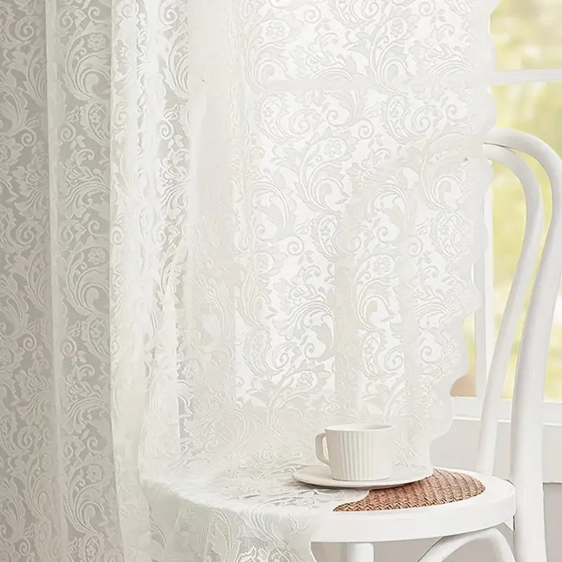 Šviežių nėrinių užuolaidos, baltos metmenų megztos langų ekrano svetainė, miegamasis, įlankos langas, europietiško stiliaus pastoracinės durų užuolaidos, baigtos tarpvalstybiniai plaukai