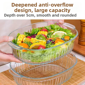 Borosilikaatkuumuskindel klaasist kristallpliit majapidamises kasutatav mikrolaineahi binauraalne küpsetusnõu ristkülikukujuline köögitarvik kalataldrik