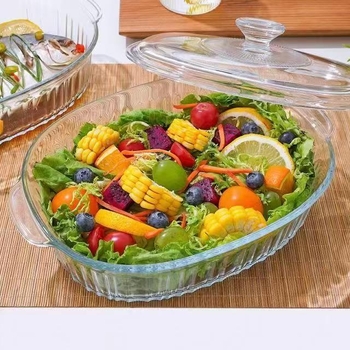 Borosilikaatkuumuskindel klaasist kristallpliit majapidamises kasutatav mikrolaineahi binauraalne küpsetusnõu ristkülikukujuline köögitarvik kalataldrik