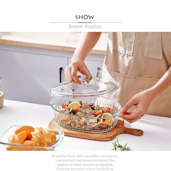 Borosilikaatkuumuskindel klaasist kristallpliit majapidamises kasutatav mikrolaineahi binauraalne küpsetusnõu ristkülikukujuline köögitarvik kalataldrik