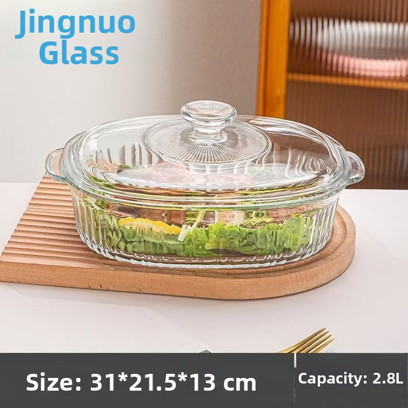 Borosilikaatkuumuskindel klaasist kristallpliit majapidamises kasutatav mikrolaineahi binauraalne küpsetusnõu ristkülikukujuline köögitarvik kalataldrik