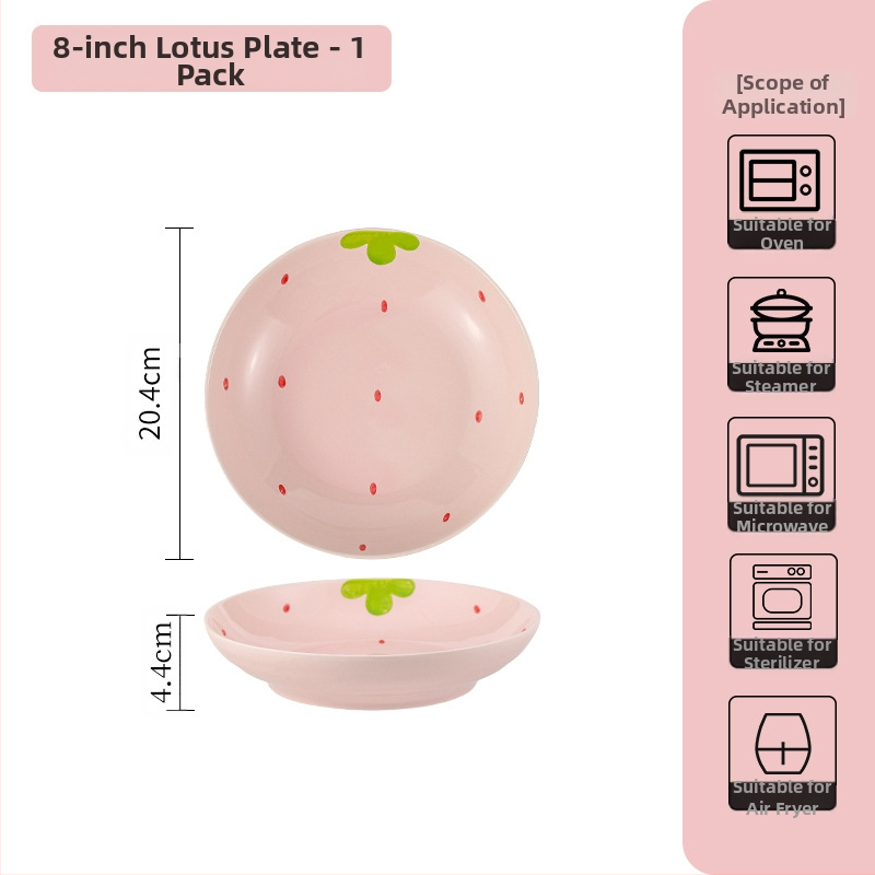 Κοστούμι πιάτων φράουλα για το σπίτι, χαριτωμένο κοστούμι επιτραπέζιων σκευών, δημιουργικό κοστούμι πιάτων ρυζιού υψηλής αξίας, μπολ κοστούμι