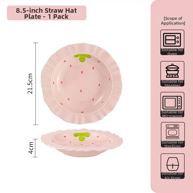Κοστούμι πιάτων φράουλα για το σπίτι, χαριτωμένο κοστούμι επιτραπέζιων σκευών, δημιουργικό κοστούμι πιάτων ρυζιού υψηλής αξίας, μπολ κοστούμι