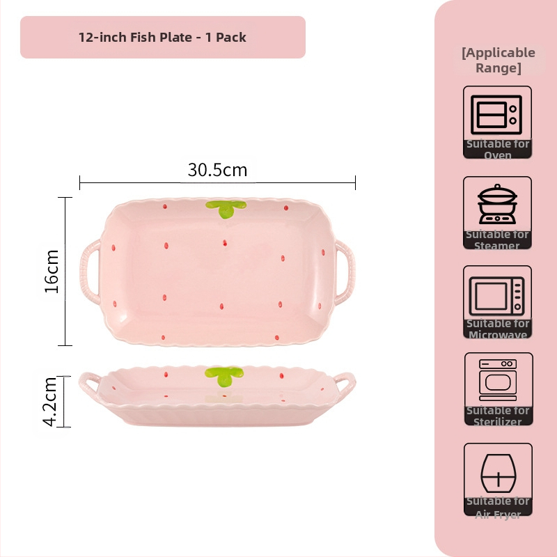Κοστούμι πιάτων φράουλα για το σπίτι, χαριτωμένο κοστούμι επιτραπέζιων σκευών, δημιουργικό κοστούμι πιάτων ρυζιού υψηλής αξίας, μπολ κοστούμι