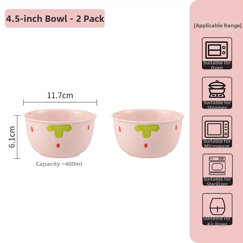 Κοστούμι πιάτων φράουλα για το σπίτι, χαριτωμένο κοστούμι επιτραπέζιων σκευών, δημιουργικό κοστούμι πιάτων ρυζιού υψηλής αξίας, μπολ κοστούμι