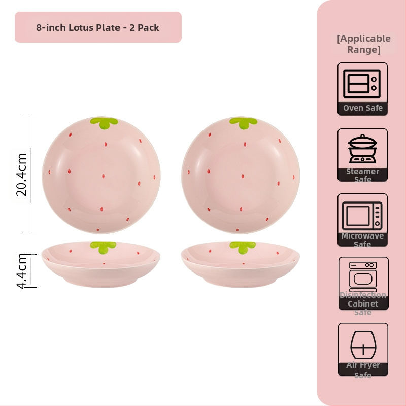 Κοστούμι πιάτων φράουλα για το σπίτι, χαριτωμένο κοστούμι επιτραπέζιων σκευών, δημιουργικό κοστούμι πιάτων ρυζιού υψηλής αξίας, μπολ κοστούμι