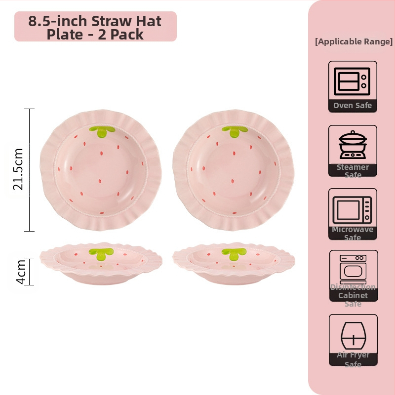 Κοστούμι πιάτων φράουλα για το σπίτι, χαριτωμένο κοστούμι επιτραπέζιων σκευών, δημιουργικό κοστούμι πιάτων ρυζιού υψηλής αξίας, μπολ κοστούμι