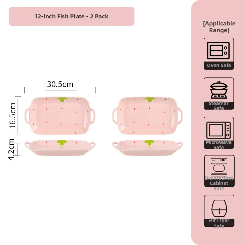 Κοστούμι πιάτων φράουλα για το σπίτι, χαριτωμένο κοστούμι επιτραπέζιων σκευών, δημιουργικό κοστούμι πιάτων ρυζιού υψηλής αξίας, μπολ κοστούμι