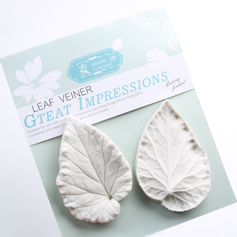 Двустранна силиконова форма за листа от бегония, пресоваща глинена форма за зърно, обръщаща се захарна форма за листа от бегония