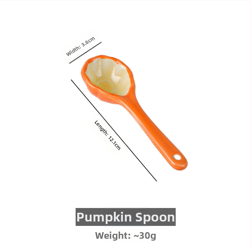 Radoša keramikas ķirbju krūze ar svētku brokastu auzu pārslu piena krūzi ar vāku un karoti, krusteniska Ziemassvētku krūze